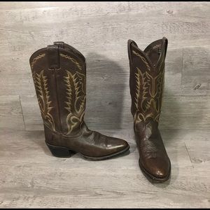Pre-loved Frye Leather Cowboys Boots Brown Made In Mexico Men's Size 8.5